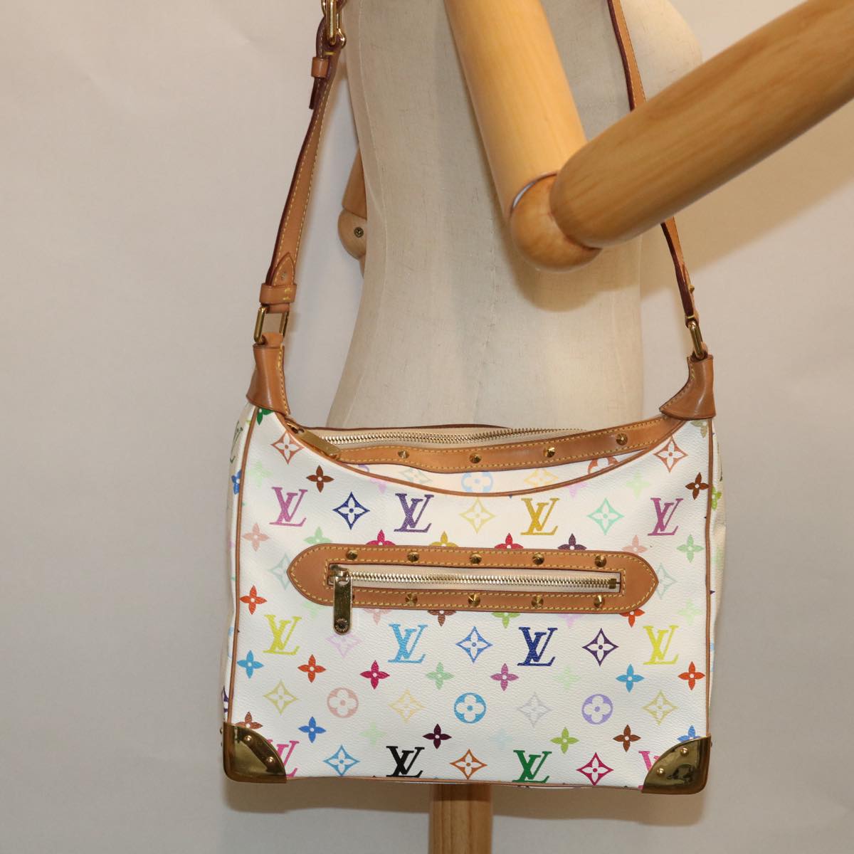 LOUIS VUITTON Monogram Multicolor Boulogne Shoulder Bag White M92660 Auth 67464A