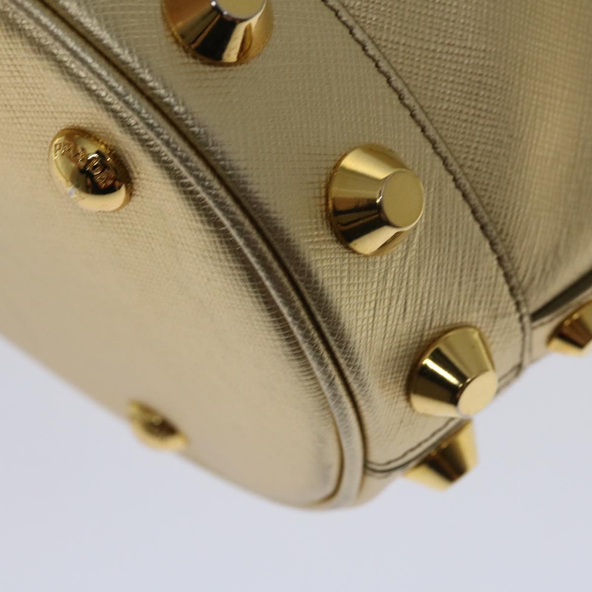 PRADA Hand Bag Safiano leather 2way Gold Auth 67465A