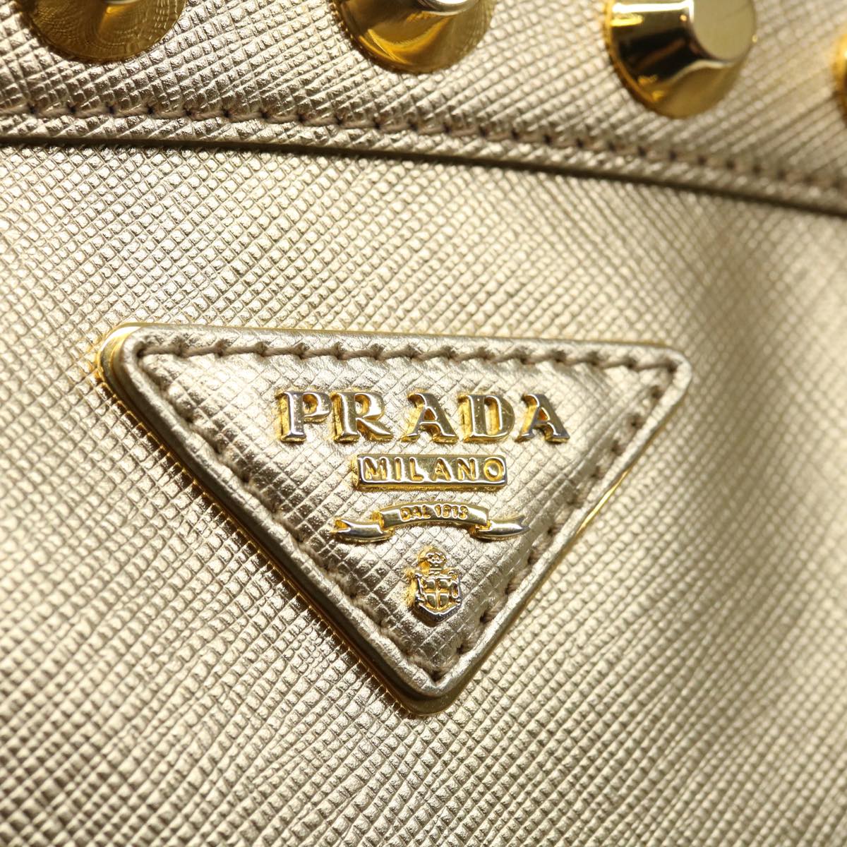 PRADA Hand Bag Safiano leather 2way Gold Auth 67465A