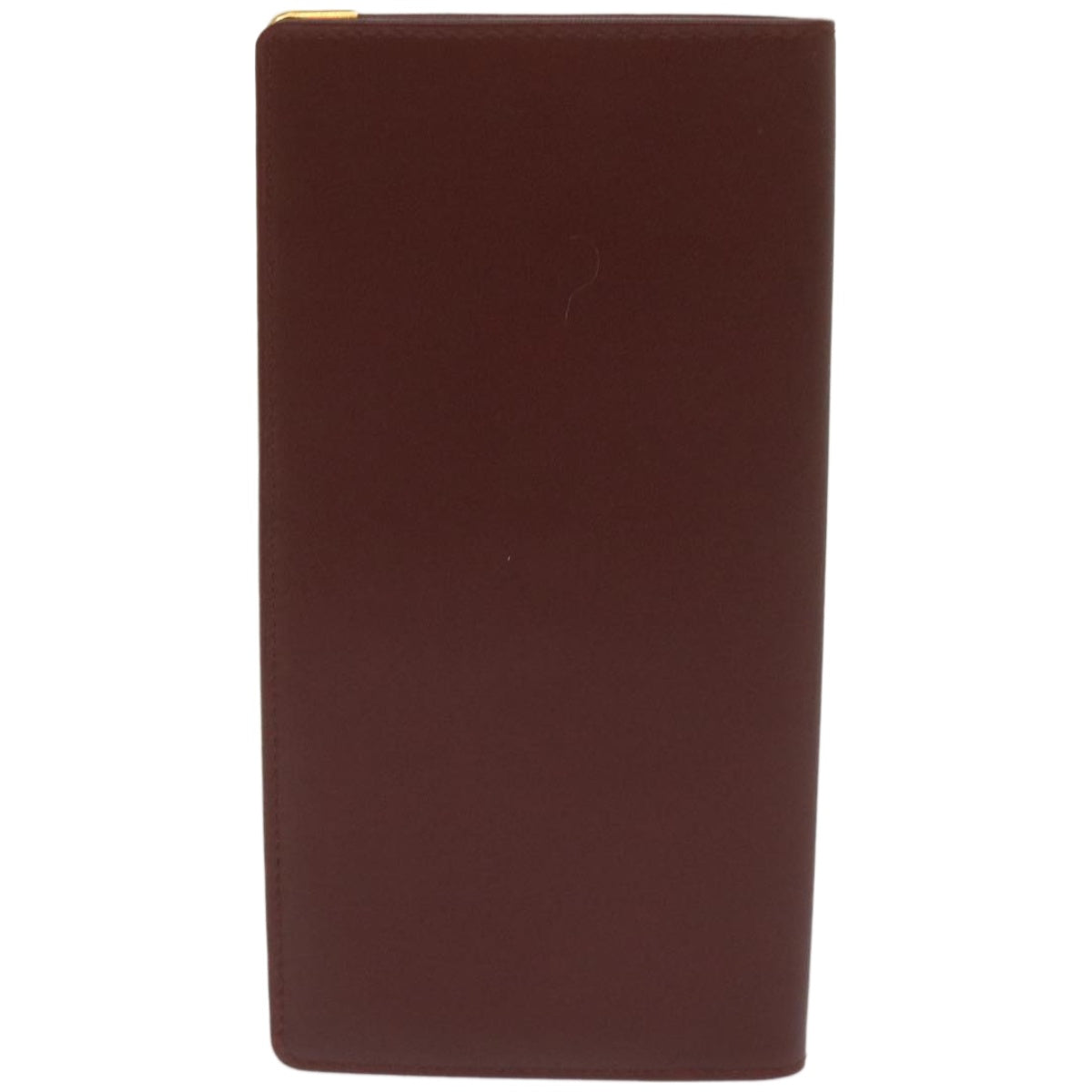 CARTIER Long Wallet Leather Wine Red Auth 67507