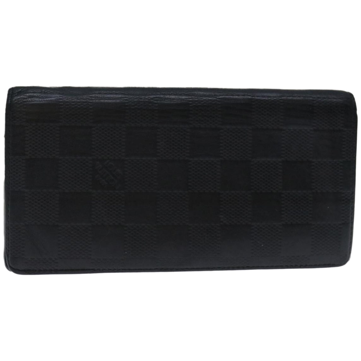 LOUIS VUITTON Damier Anfini Portefeuille Brazza Wallet Black N63010 Auth 67509