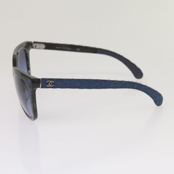 CHANEL Sunglasses plastic Blue CC Auth 67511