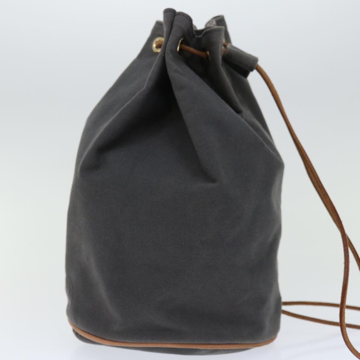 HERMES Purse Porochon Mimil GM Shoulder Bag Canvas Gray Auth 67521