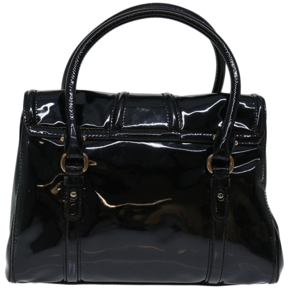 Salvatore Ferragamo Shoulder Bag Enamel Black Auth 67534 - 0