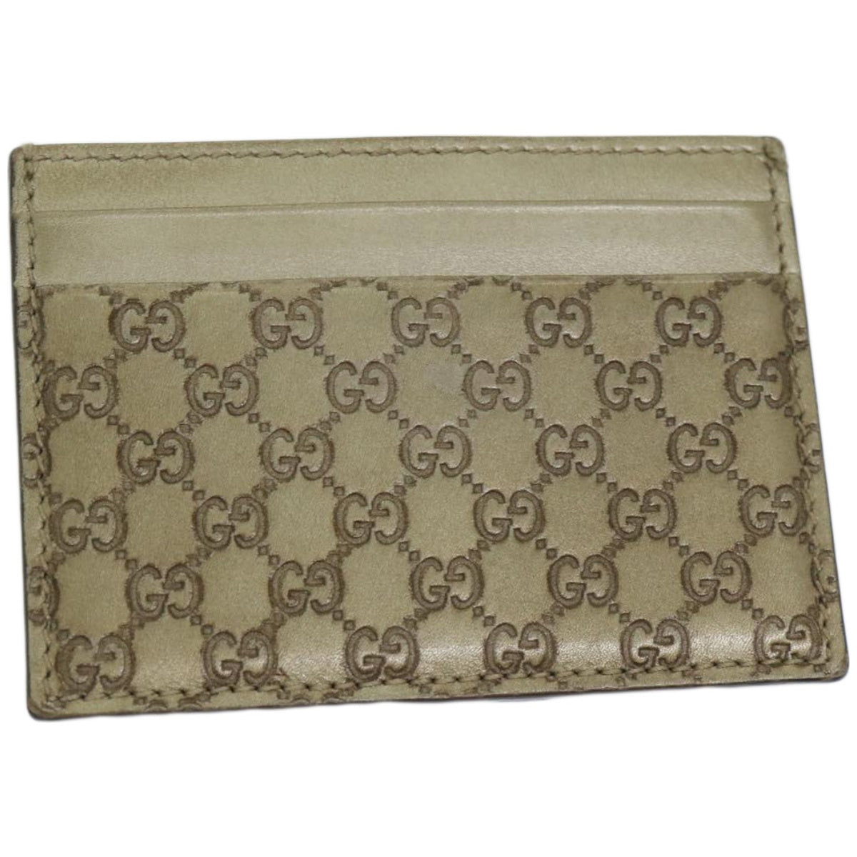 GUCCI GG Canvas Guccissima Card Case Beige 233166 Auth 67540