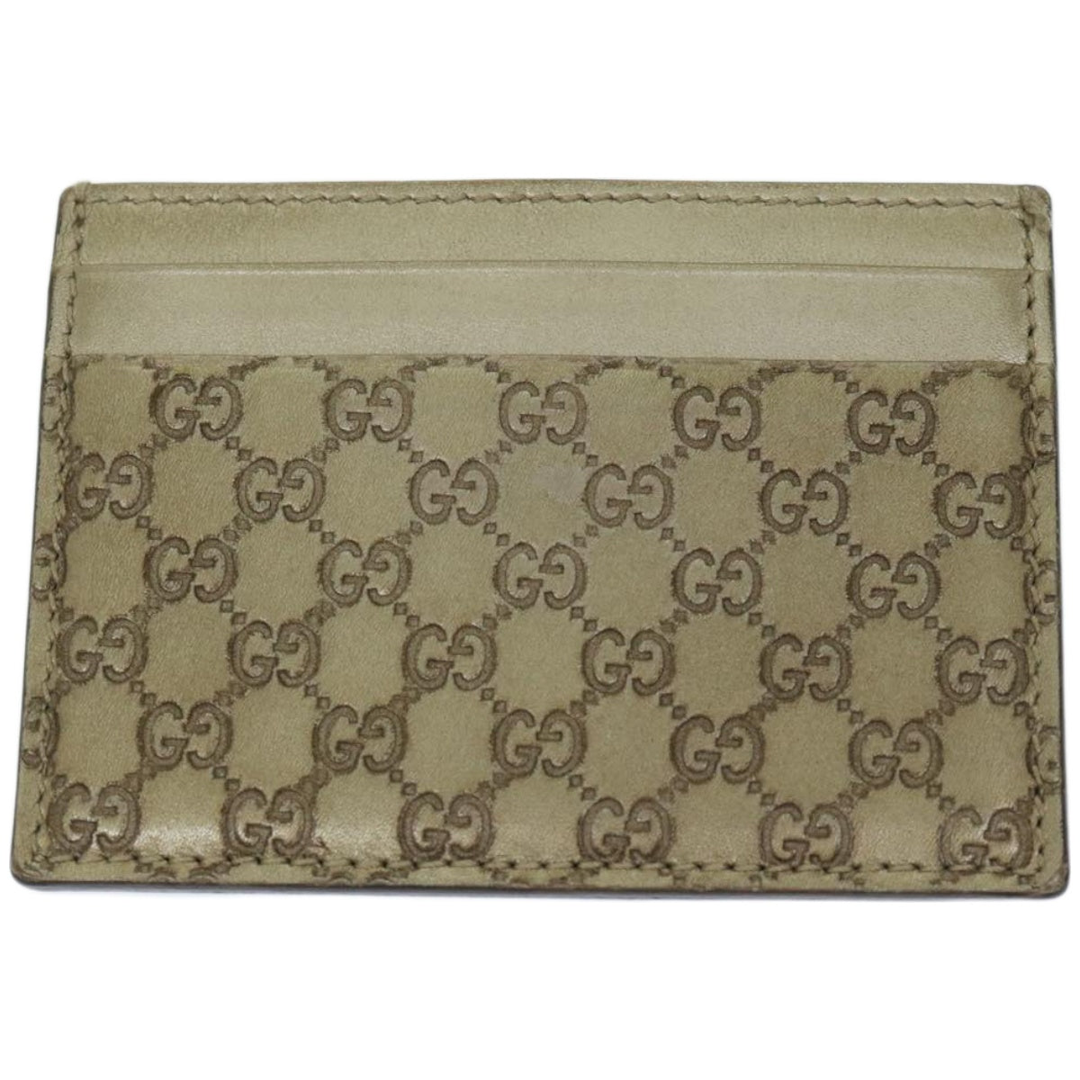 GUCCI GG Canvas Guccissima Card Case Beige 233166 Auth 67540