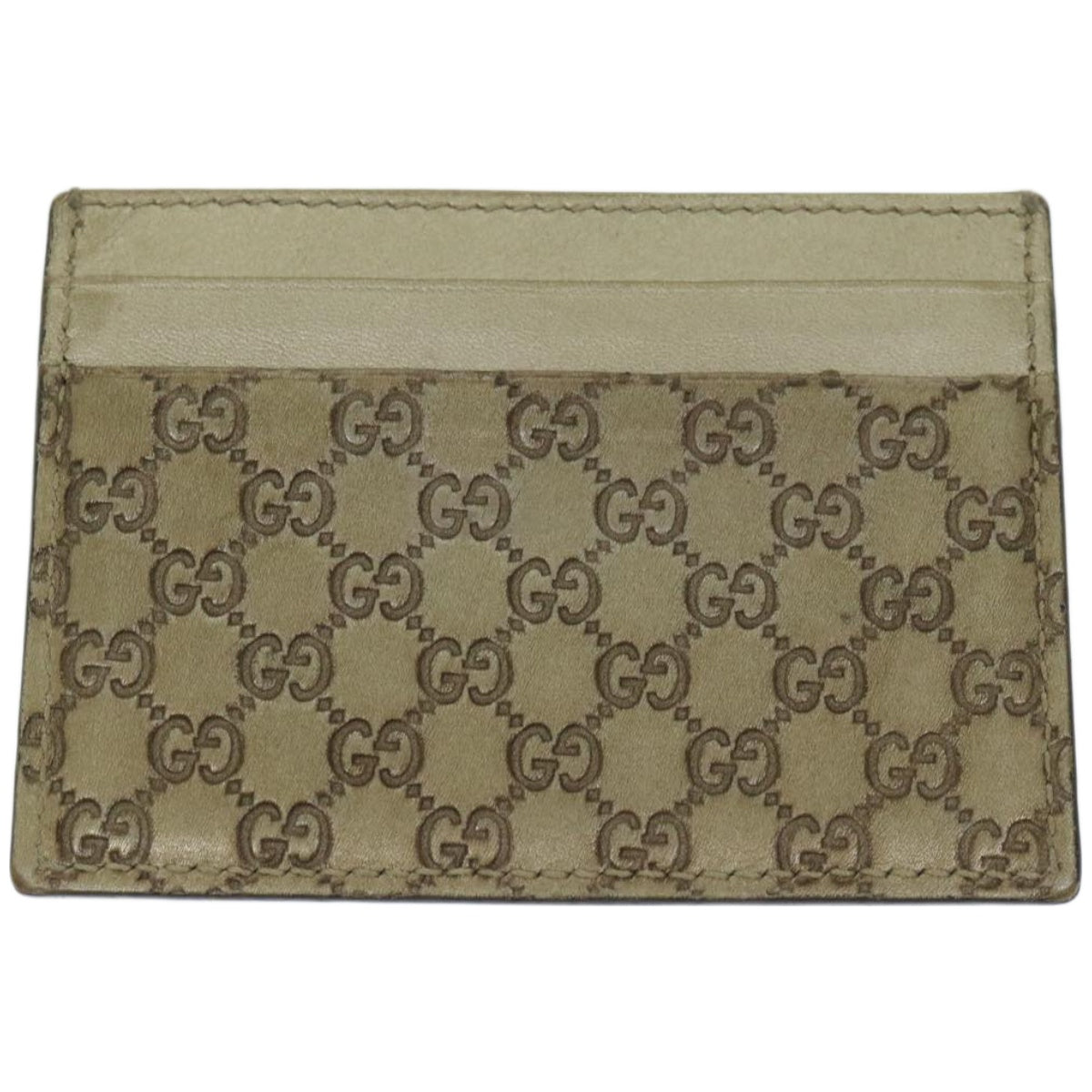 GUCCI GG Canvas Guccissima Card Case Beige 233166 Auth 67540 - 0