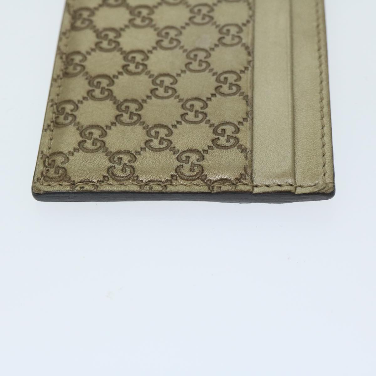 GUCCI GG Canvas Guccissima Card Case Beige 233166 Auth 67540