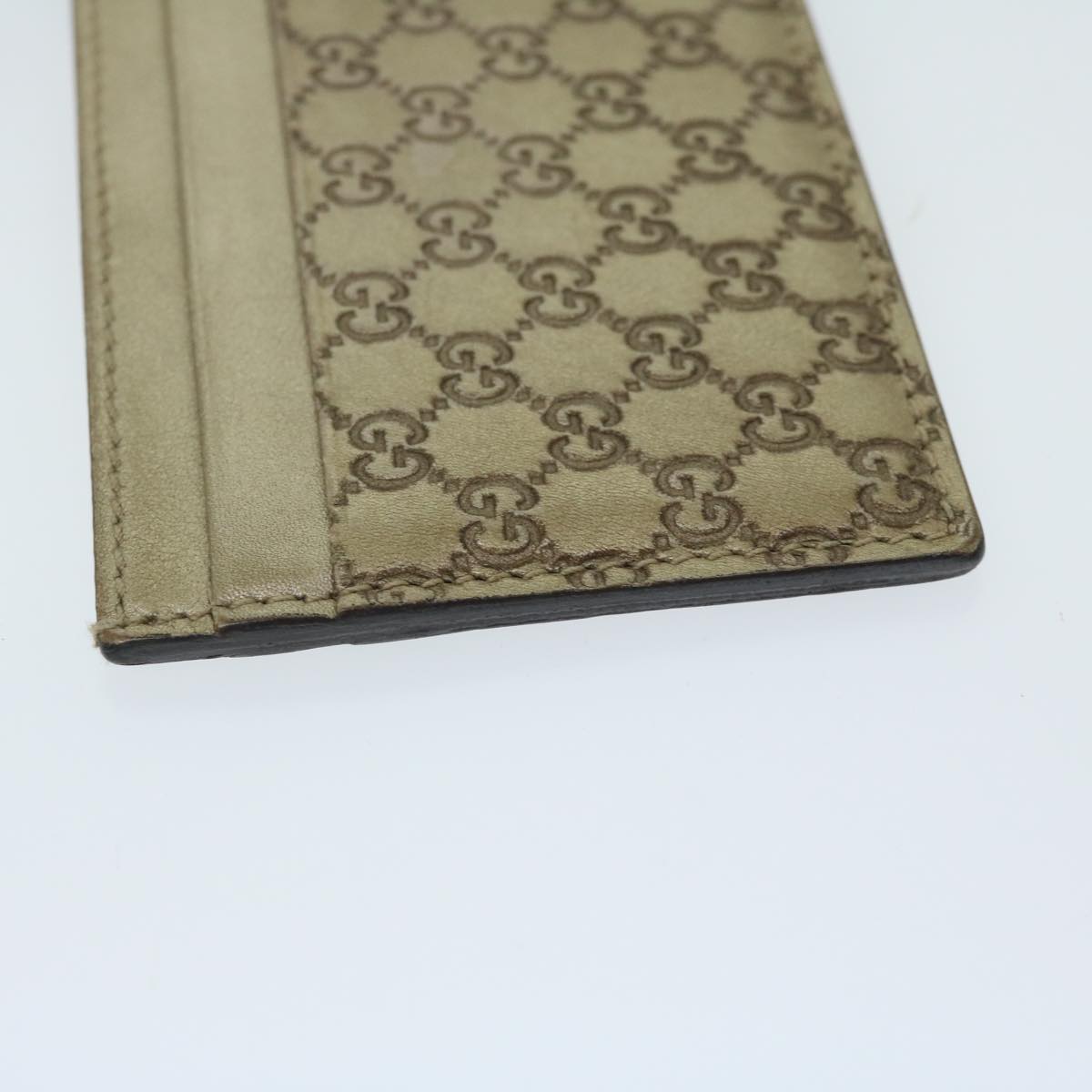 GUCCI GG Canvas Guccissima Card Case Beige 233166 Auth 67540