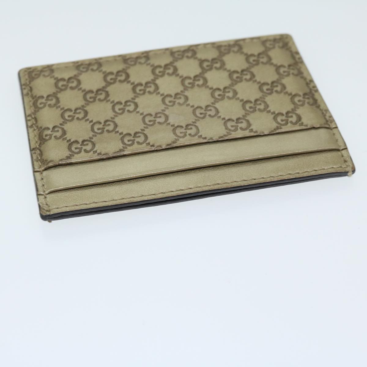 GUCCI GG Canvas Guccissima Card Case Beige 233166 Auth 67540