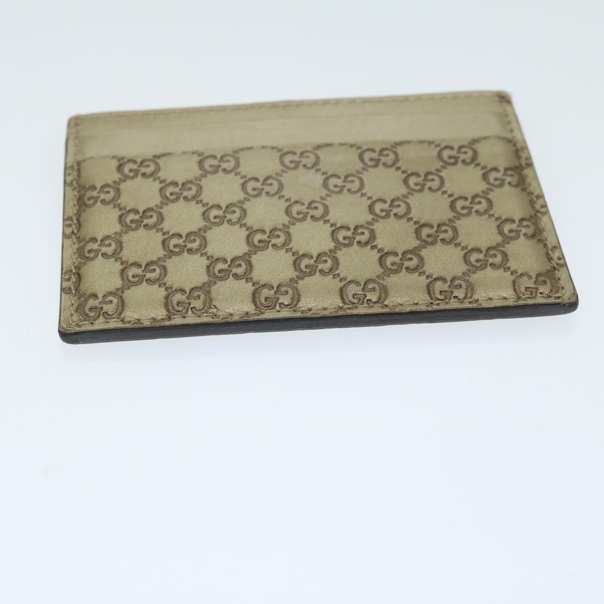 GUCCI GG Canvas Guccissima Card Case Beige 233166 Auth 67540