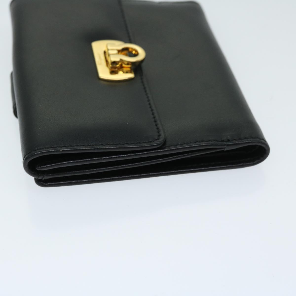 Salvatore Ferragamo Gancini Wallet Leather Black Auth 67544