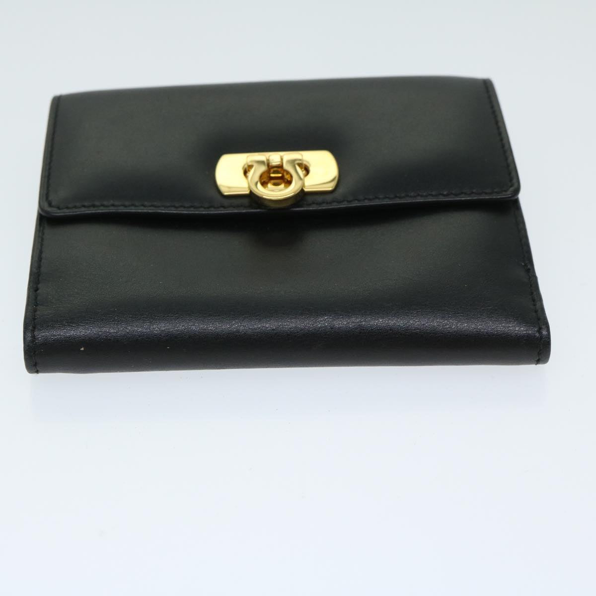Salvatore Ferragamo Gancini Wallet Leather Black Auth 67544