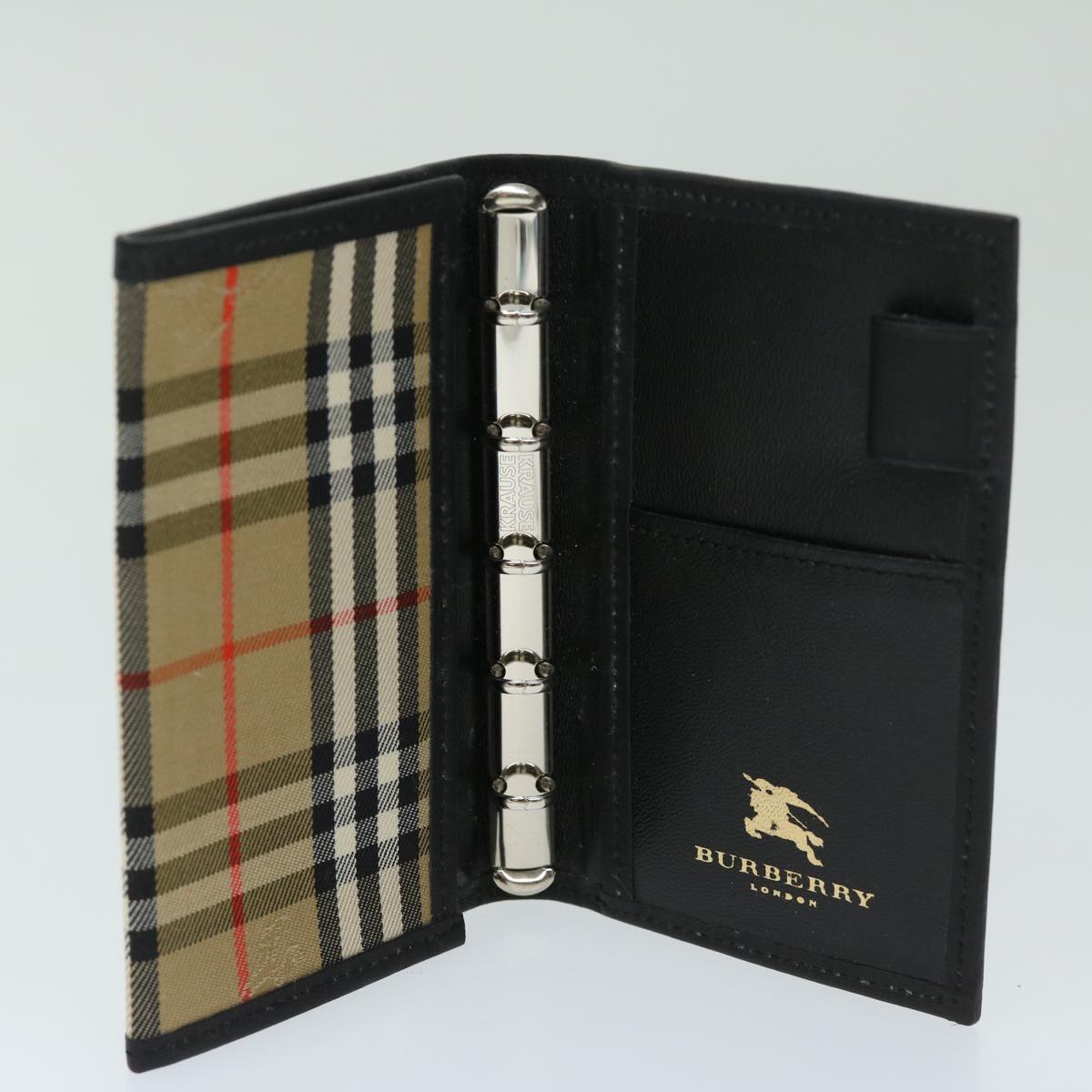 BURBERRY Nova Check Mini Day Planner Cover Canvas Beige Auth 67554