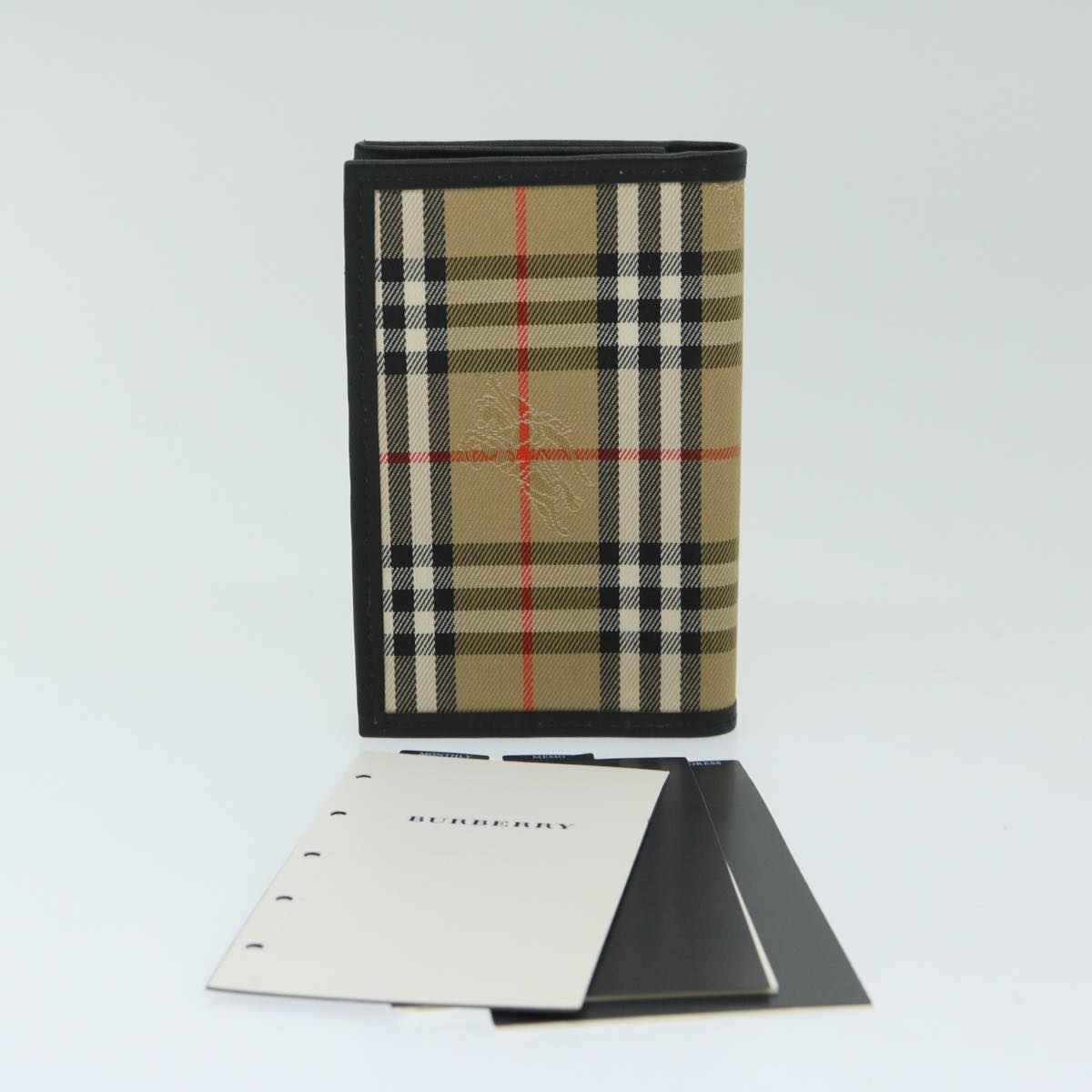 BURBERRY Nova Check Mini Day Planner Cover Canvas Beige Auth 67554