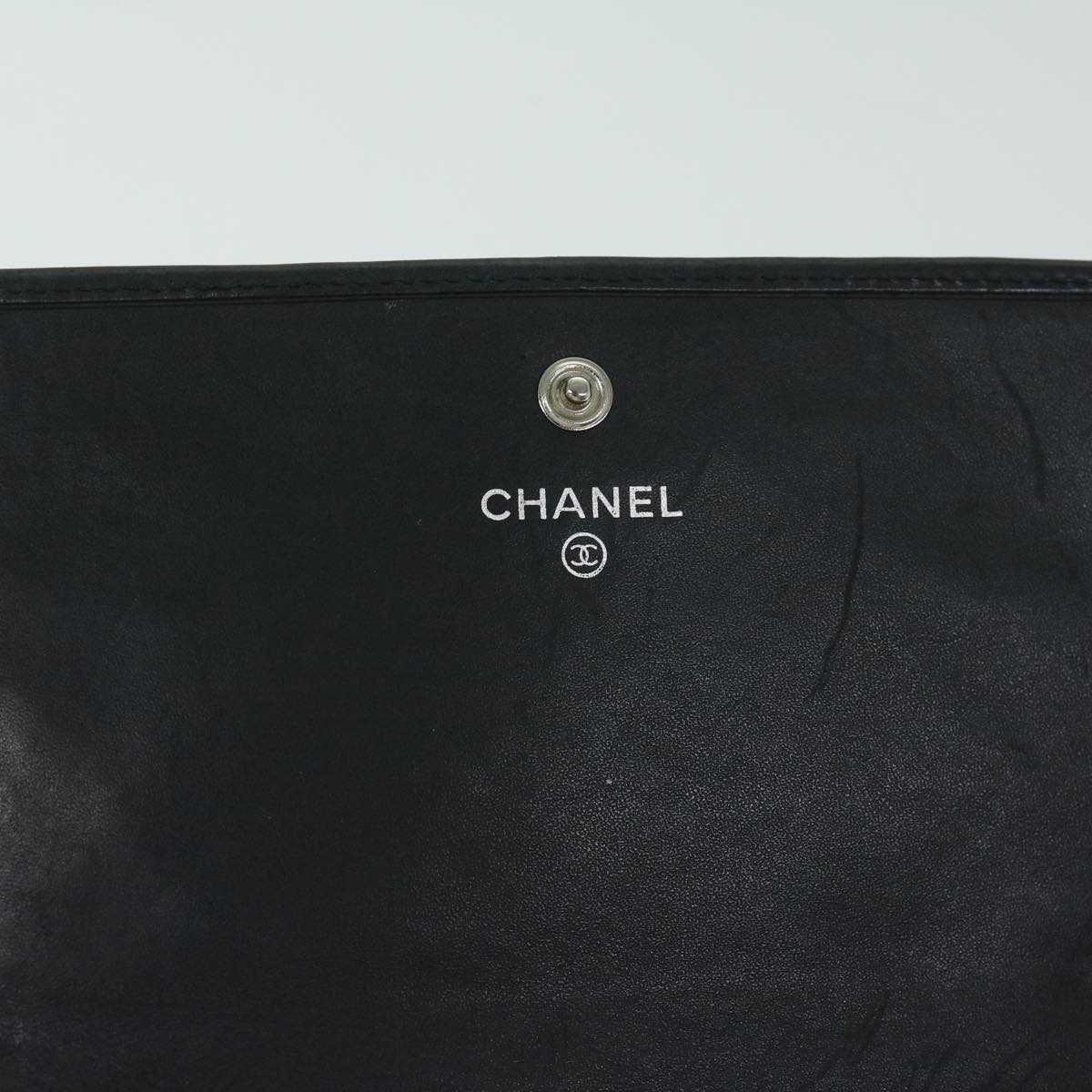 CHANEL Cambon Line Long Wallet Leather Black CC Auth 67567
