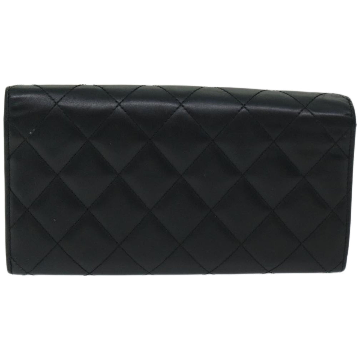 CHANEL Cambon Line Long Wallet Leather Black CC Auth 67567 - 0
