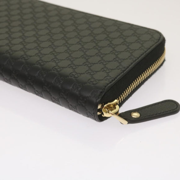 GUCCI Micro GG Canvas Guccissima Long Wallet Black 449391 Auth 67568SAV