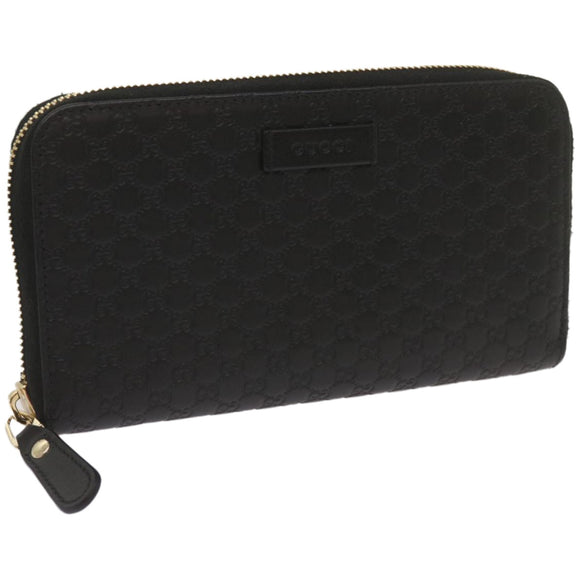 GUCCI Micro GG Canvas Guccissima Long Wallet Black 449391 Auth 67568SAV