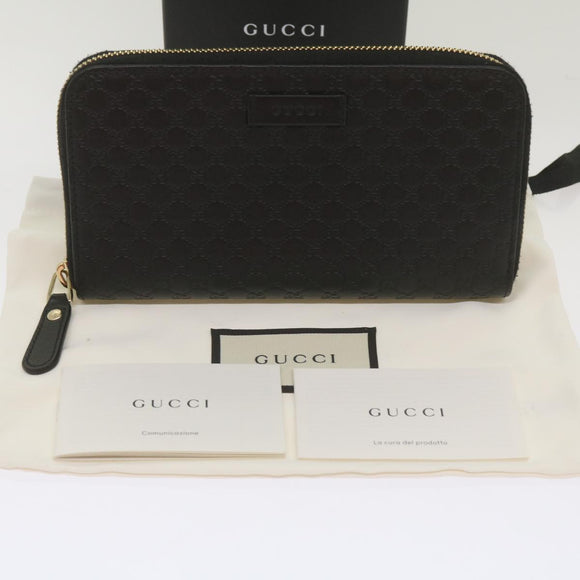GUCCI Micro GG Canvas Guccissima Long Wallet Black 449391 Auth 67568SAV