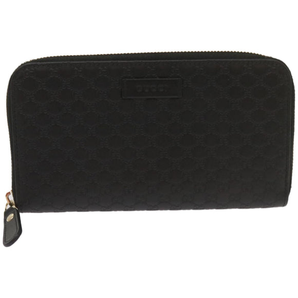 GUCCI Micro GG Canvas Guccissima Long Wallet Black 449391 Auth 67568SAV