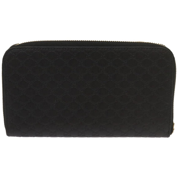 GUCCI Micro GG Canvas Guccissima Long Wallet Black 449391 Auth 67568SAV
