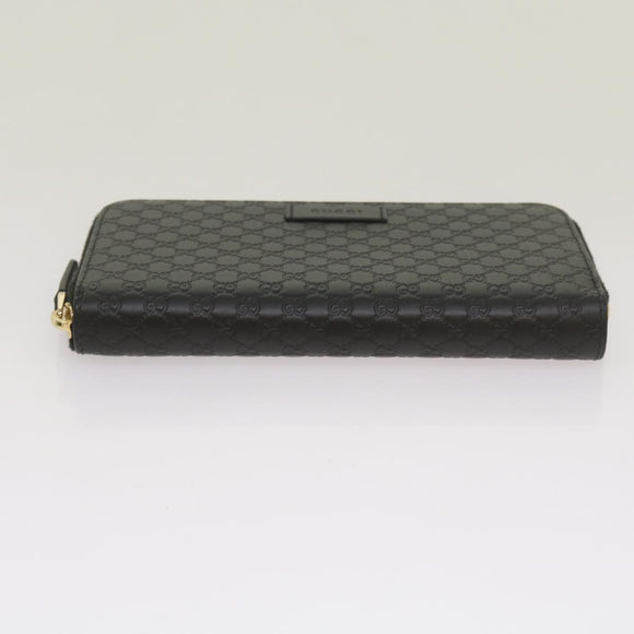 GUCCI Micro GG Canvas Guccissima Long Wallet Black 449391 Auth 67568SAV