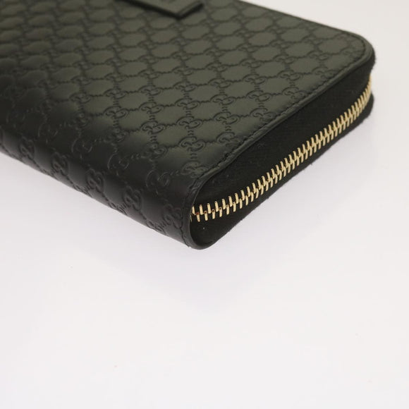 GUCCI Micro GG Canvas Guccissima Long Wallet Black 449391 Auth 67568SAV