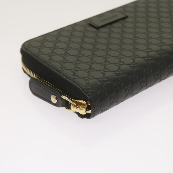 GUCCI Micro GG Canvas Guccissima Long Wallet Black 449391 Auth 67568SAV