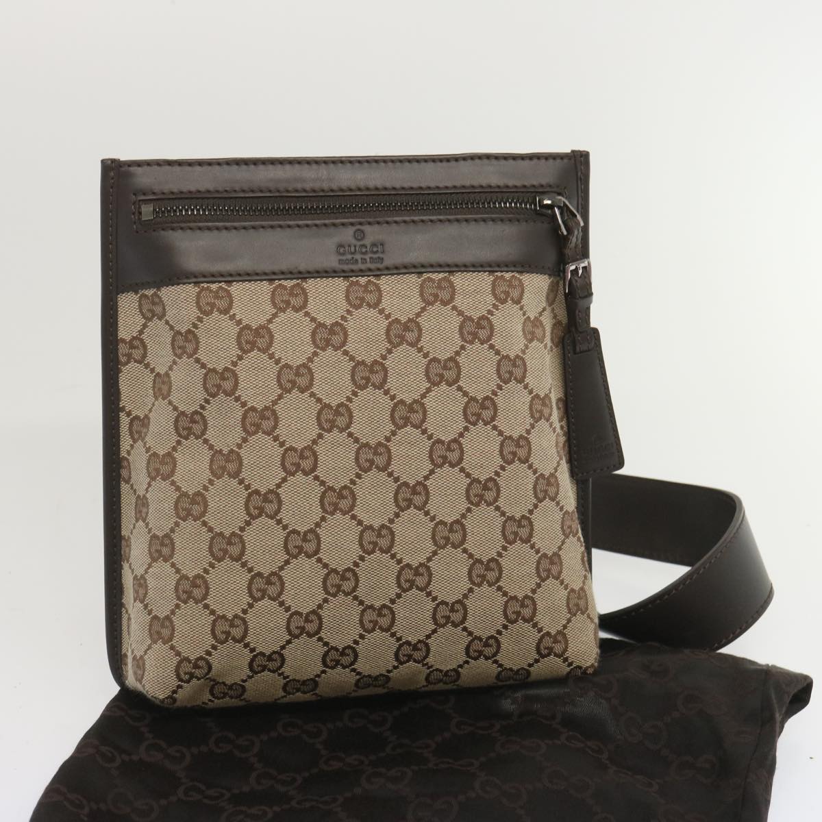 GUCCI GG Canvas Shoulder Bag Beige 92562 Auth 67579