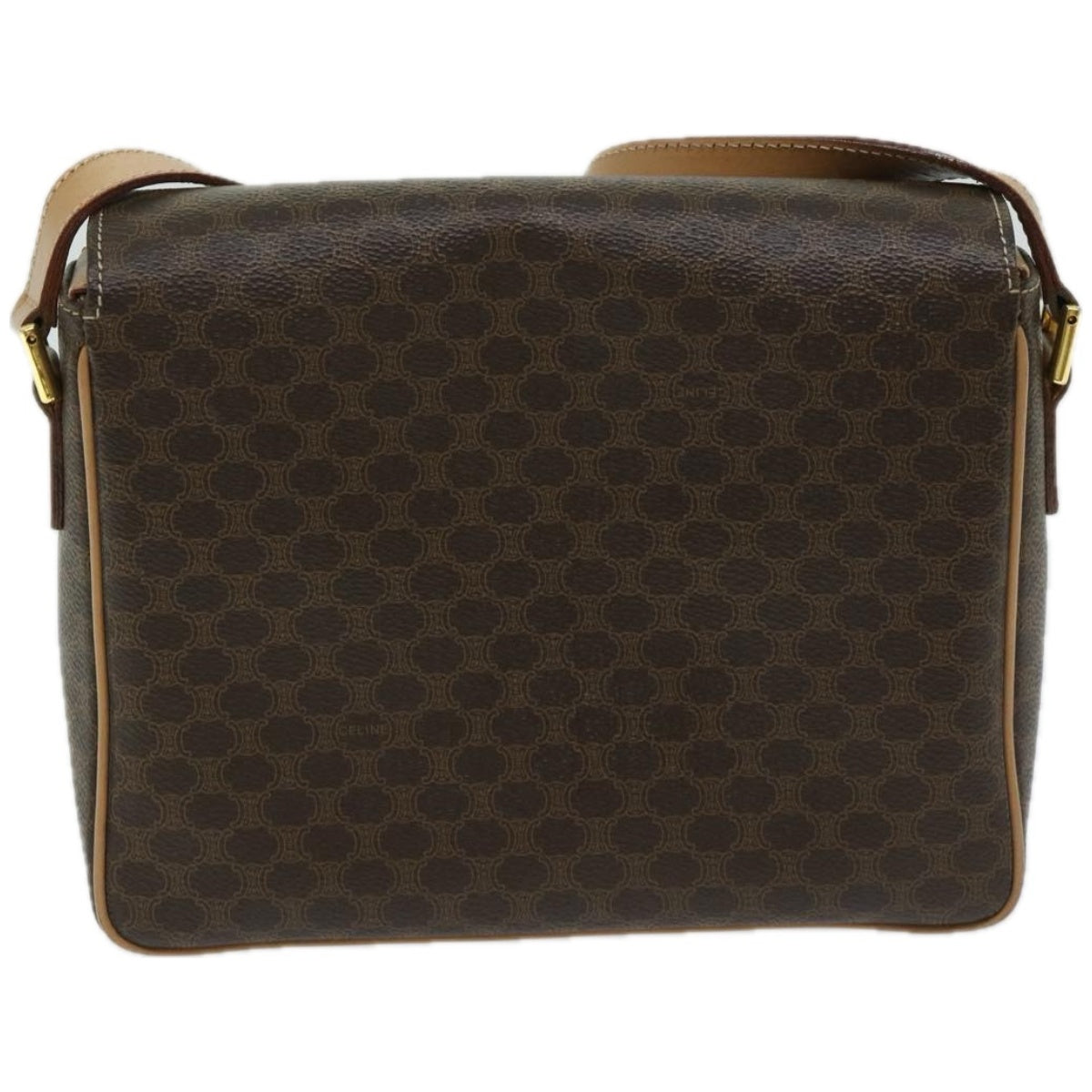 CELINE Macadam Canvas Shoulder Bag PVC Leather Brown Auth 67580