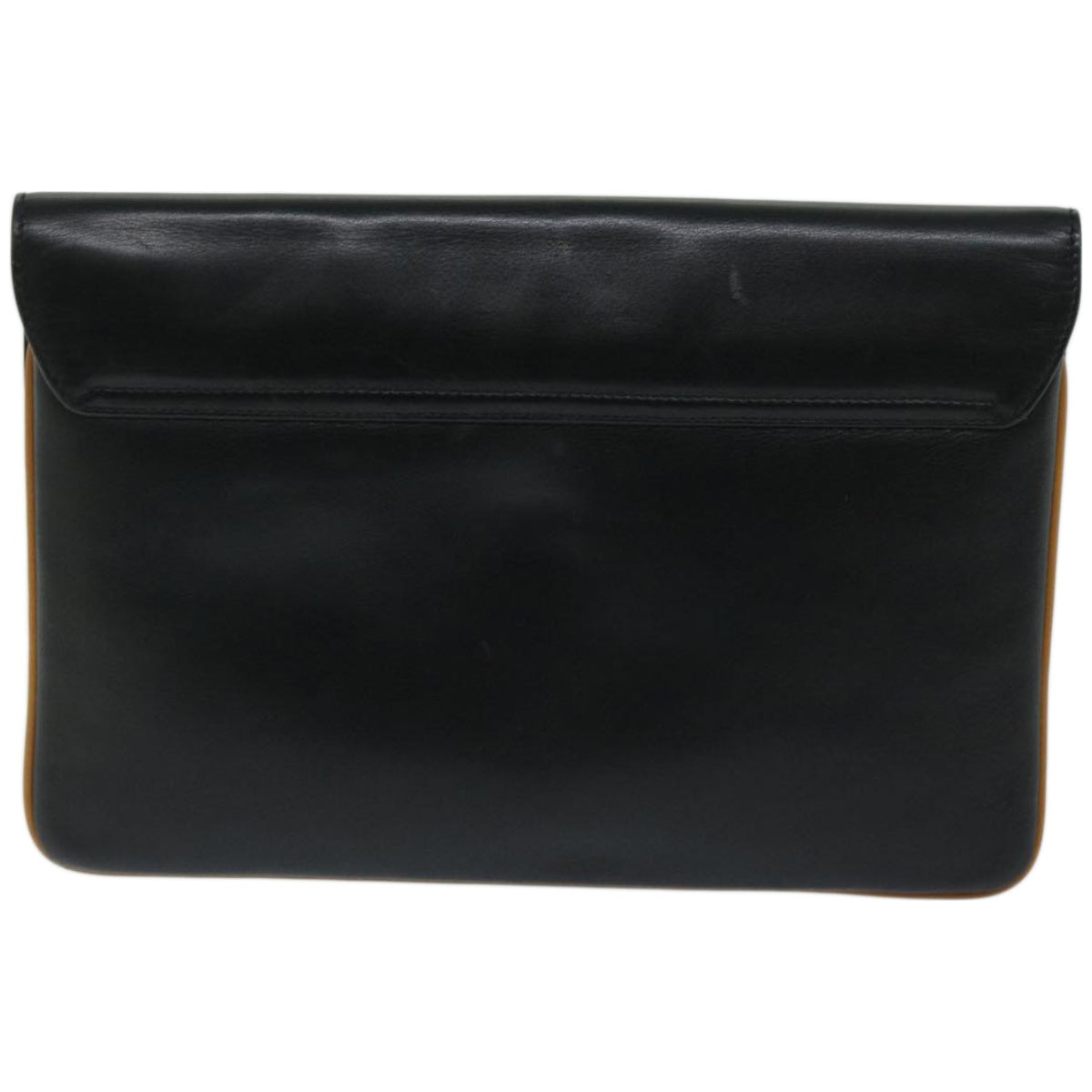 CELINE Clutch Bag Leather Black Auth 67581