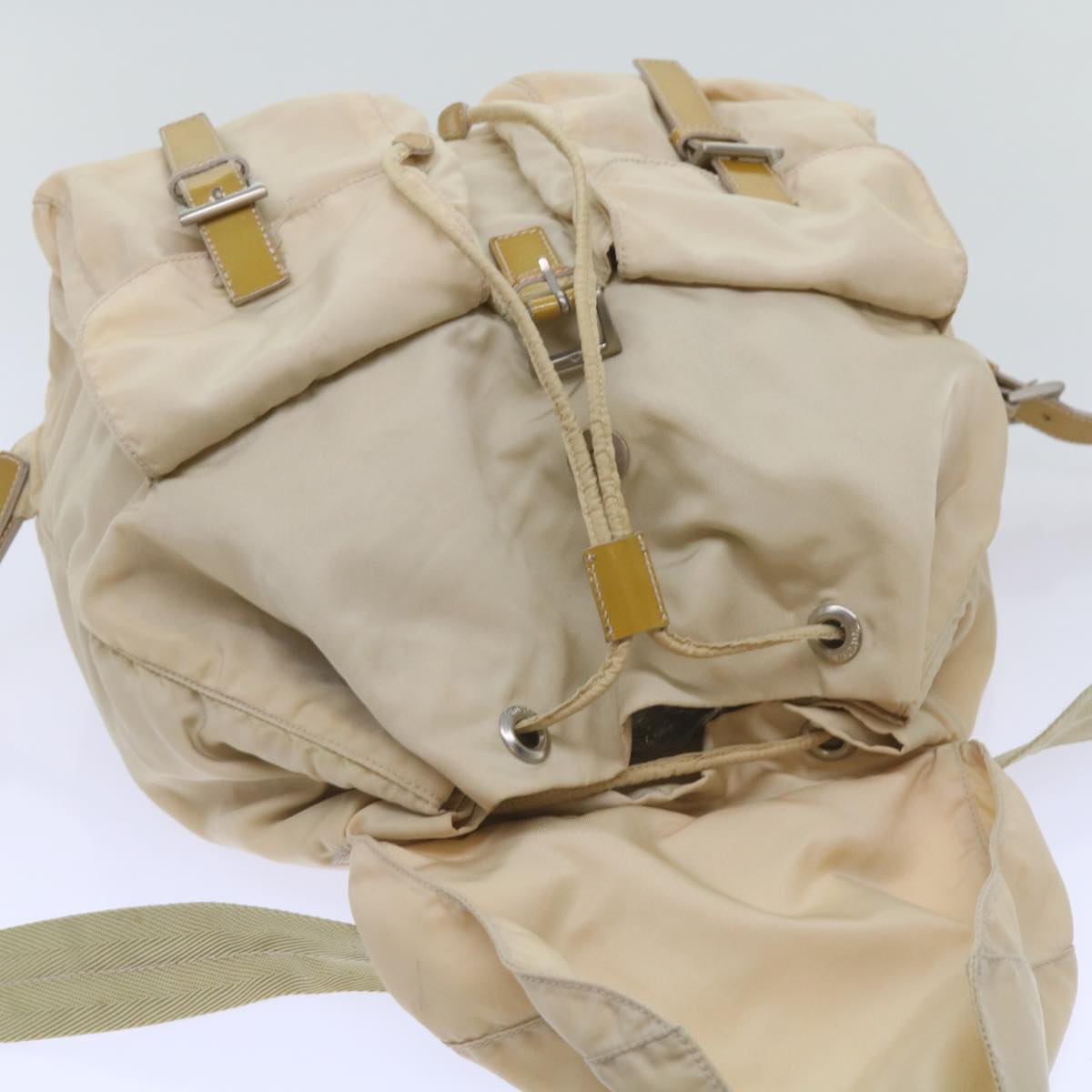 PRADA Backpack Nylon Beige Auth 67585