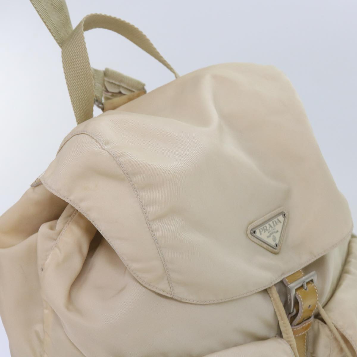 PRADA Backpack Nylon Beige Auth 67585