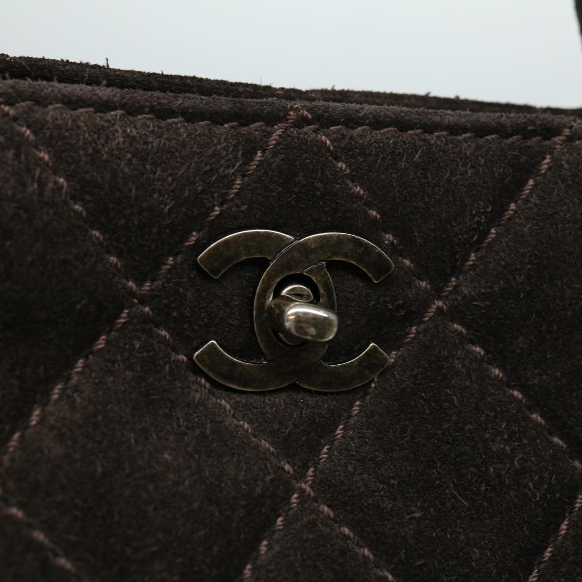 CHANEL Hand Bag Suede Brown CC Auth 67595