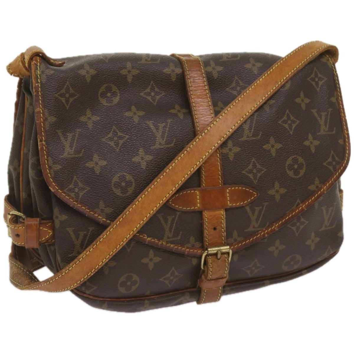 LOUIS VUITTON Monogram Saumur 30 Shoulder Bag M42256 LV Auth 67596