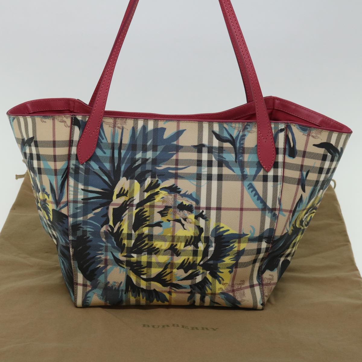 BURBERRY Nova Check Tote Bag PVC Beige Auth 67607