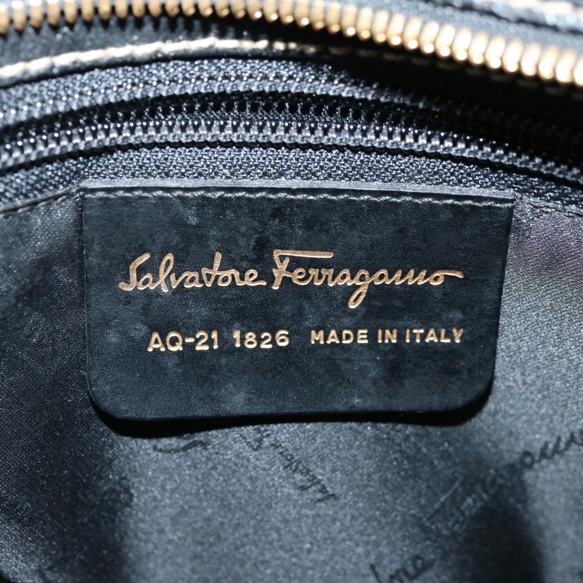 Salvatore Ferragamo Gancini Hand Bag Leather 2way Black Auth 67608