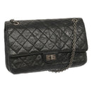 CHANEL 2.55 Matelasse Chain Bag Aged Calfskin Black A37586 CC Auth 67618A-1