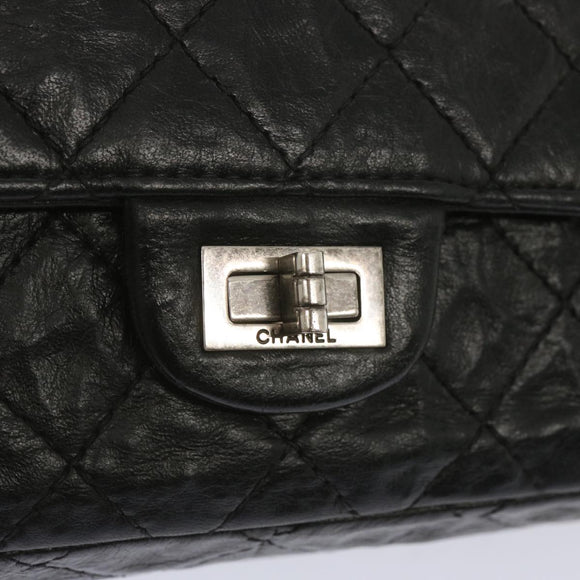 CHANEL 2.55 Matelasse Chain Bag Aged Calfskin Black A37586 CC Auth 67618A