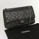 CHANEL 2.55 Matelasse Chain Bag Aged Calfskin Black A37586 CC Auth 67618A-12