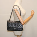 CHANEL 2.55 Matelasse Chain Bag Aged Calfskin Black A37586 CC Auth 67618A-26