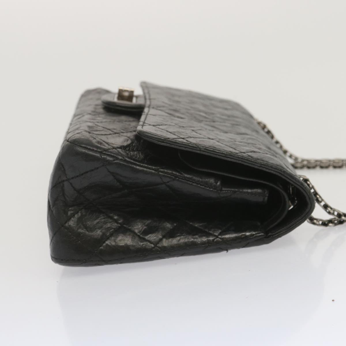 CHANEL 2.55 Matelasse Chain Bag Aged Calfskin Black A37586 CC Auth 67618A