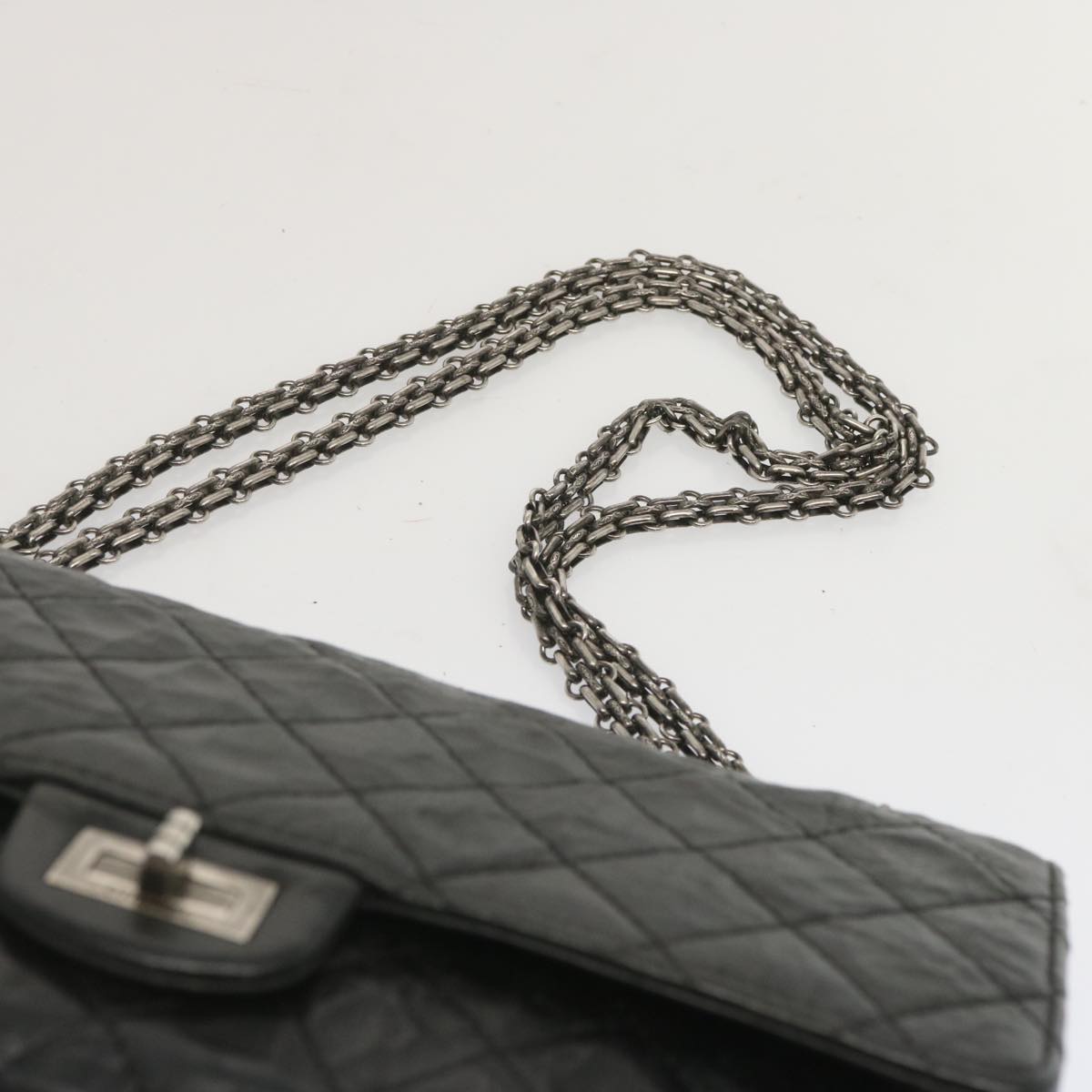 CHANEL 2.55 Matelasse Chain Bag Aged Calfskin Black A37586 CC Auth 67618A