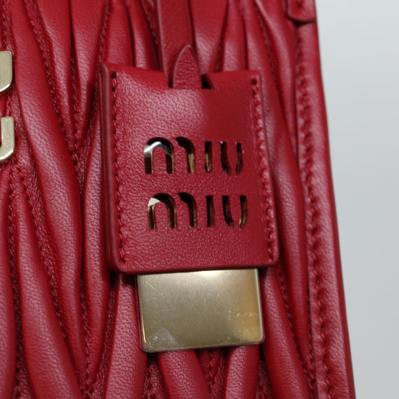 Miu Miu Materasse Hand Bag Leather 2way Red 5BA277 Auth 67619SM