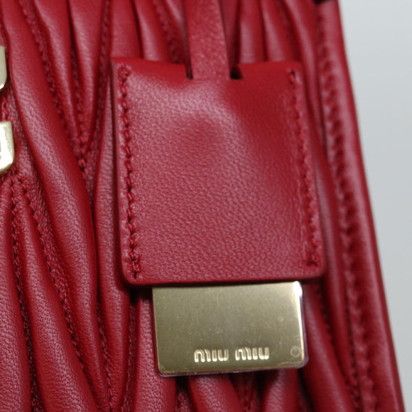 Miu Miu Materasse Hand Bag Leather 2way Red 5BA277 Auth 67619SM
