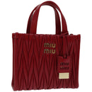 Miu Miu Materasse Hand Bag Leather 2way Red 5BA277 Auth 67619SM-1