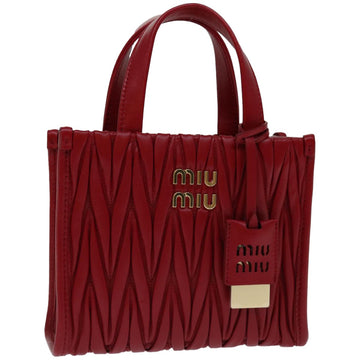 Miu Miu Materasse Hand Bag Leather 2way Red 5BA277 Auth 67619SM