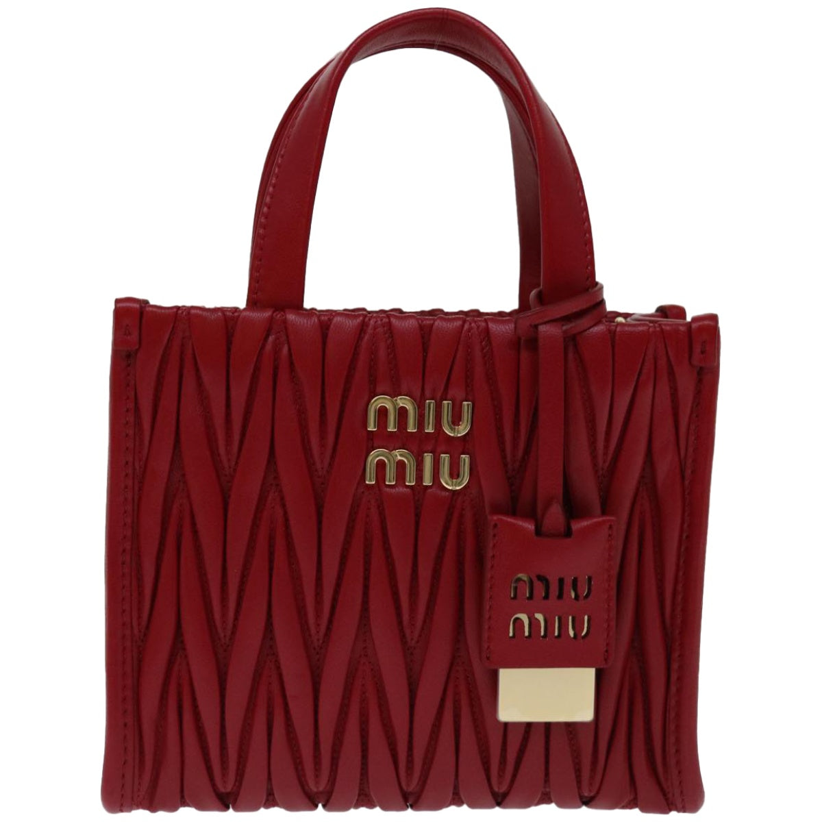 Miu Miu Materasse Hand Bag Leather 2way Red 5BA277 Auth 67619S - 0