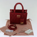 Miu Miu Materasse Hand Bag Leather 2way Red 5BA277 Auth 67619SM-12